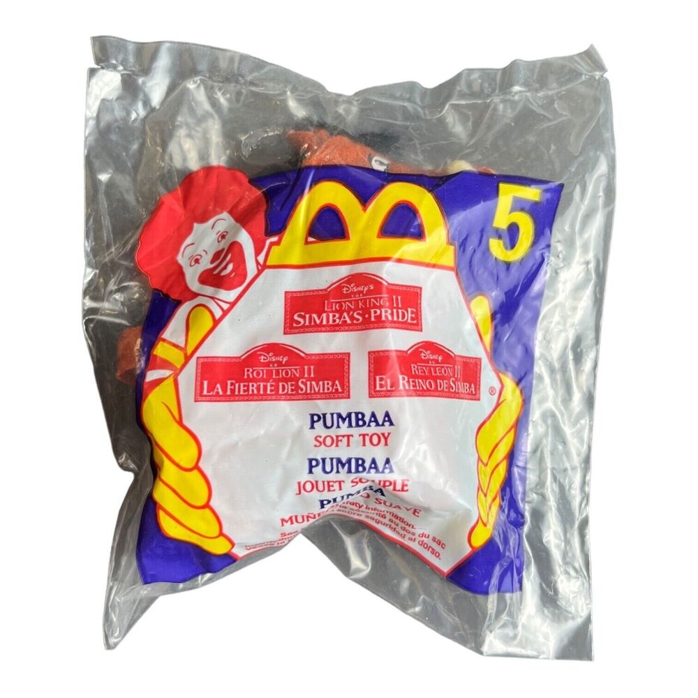 NIP McDonalds Happy Meal Toy Disney Pumbaa Soft Toy 1998 #5